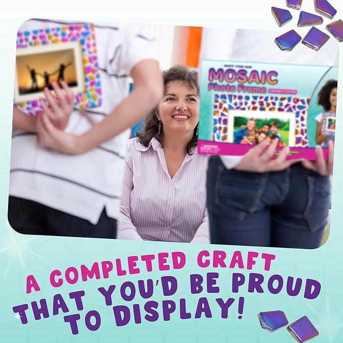PURPLE LADYBUG Decorate Your Own Picture Frame Craft Kit - Craft for Kids Ages 8-12, Birthday Gift & DIY Mosaic Frame Craft for Girls Ages 6-8, Fun Arts & Crafts for 7-Year-Old Girls