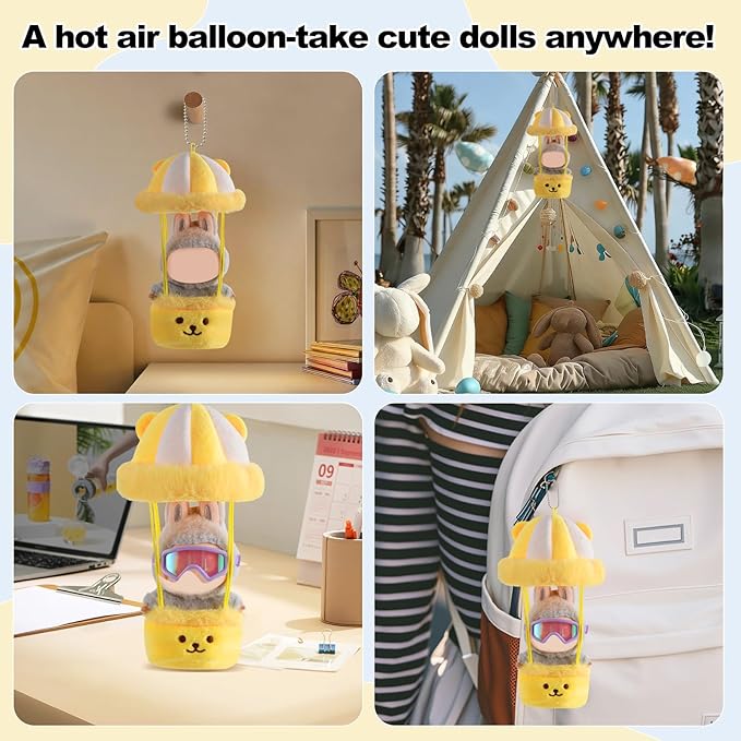 Doll Car Seat Compatible with Bubudoll, Small Seat for 4-7in Blind Box Toys, Ideal Car Decor Gifts with Purple Goggle(Yellow)