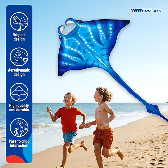 3 Piece Set Butterfly Delta Octopus Kites for Kids and Adults，Easy to Fly for Outdoor Adults Children Line Kite for Kids Toy (Manta Ray 2-Piece Set(Blue,Pink), 2)