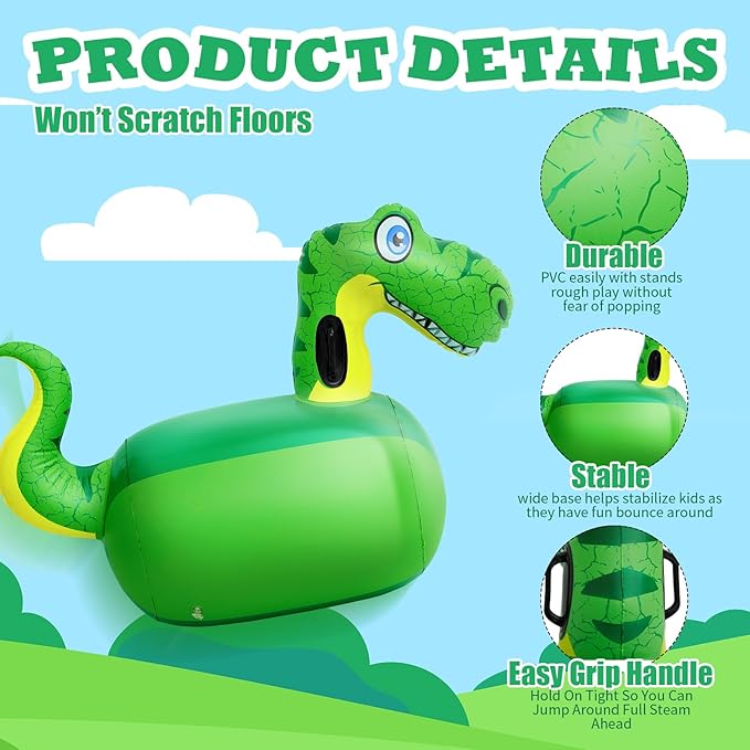 Hiboom 2 Pcs Giant Inflatable Hopping Toys 51 Inch Bouncer Animal Toys Ride on Animal Bouncy on Hopping Hopper Toy for Birthday Party Gifts Supplies(Dinosaur)