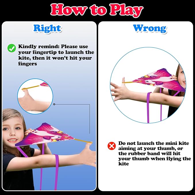 YongnKids 6 Pack Mini Kite for Boys Girls Age 3-5 4-8, Finger Launcher Kites Easy to Fly Ejection Flying Toys Kite for Kids Teens Ages Beach Park Backyard Outdoor Sports