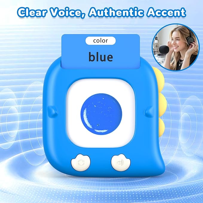 Kidzdo 520 ABCs Talking Flash Cards, Easter Stuff Birthday Gifts for 2 3 4 5 6 Year Old Boys Girls, Early Education Learning Toys, Autism Sensory Toys for Autistic Kids Ages 2-6, Blue