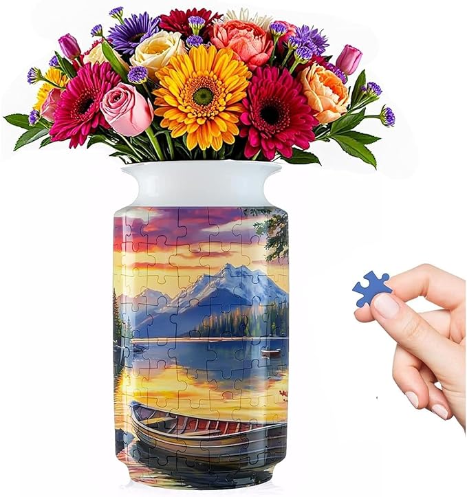 3D Puzzle Vase, 162 Curved Pieces DIY Flower Vase Craft Kit & 3D Puzzles for Adults, Creative Jigsaw Art Project Home Décor Centerpiece,Warming Gift (D-Sailboat)