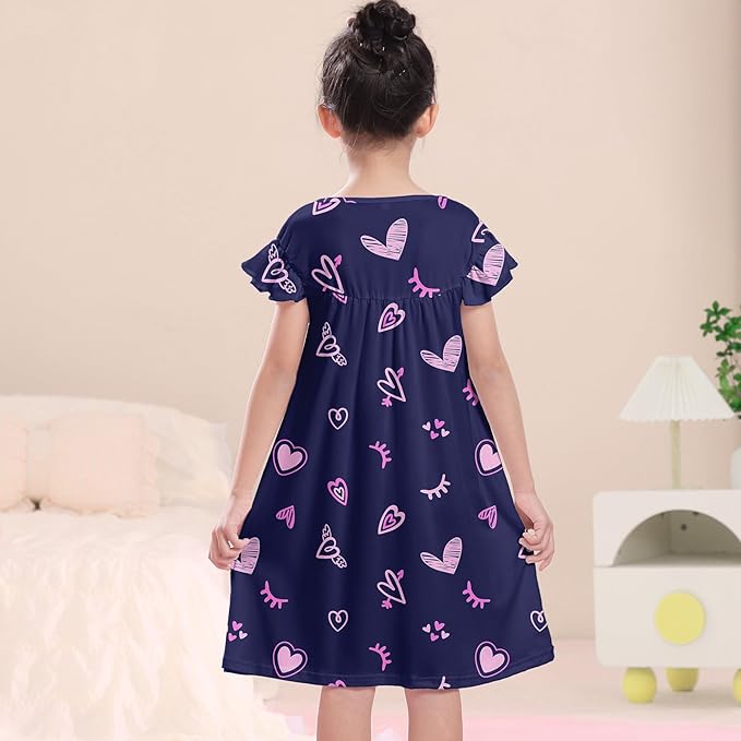 ICOSY Matching Doll & Girls Nightgowns Clothes Girls Pajamas Sleepwear Outfit for Kids and 18" Girl Doll
