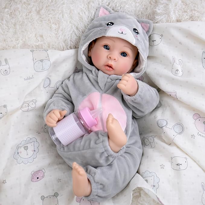 Aori Lifelike Baby Dolls - Realistic 17-Inch Baby Girl with Cute Lightweight Body, Real Life Baby Doll Set with Accessories for 3+ Kids Girls & Collection