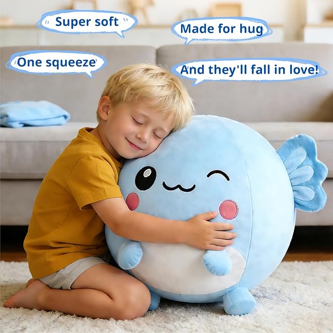 Bouncing Balls for Kids, 29in/73cm Axolotl Plush Axolotl Toys for Girls, Inflatable Ride on Bouncer W/Pump Bounce Ball Support Up to 176 Pounds, Indoor Outdoor, Blue(5-7 Years)