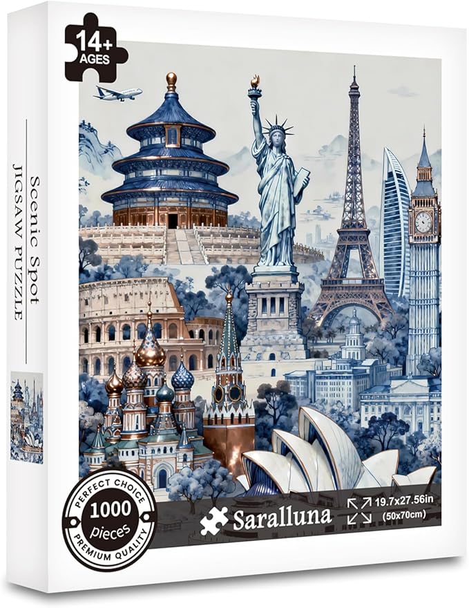 Puzzle for Adults 1000 Pieces, Scenic Spot Puzzle, Challening Impossible Difficult Hard Fun 1000 Pieces Jigsaw Puzzles for Adults Family with Letters on Back