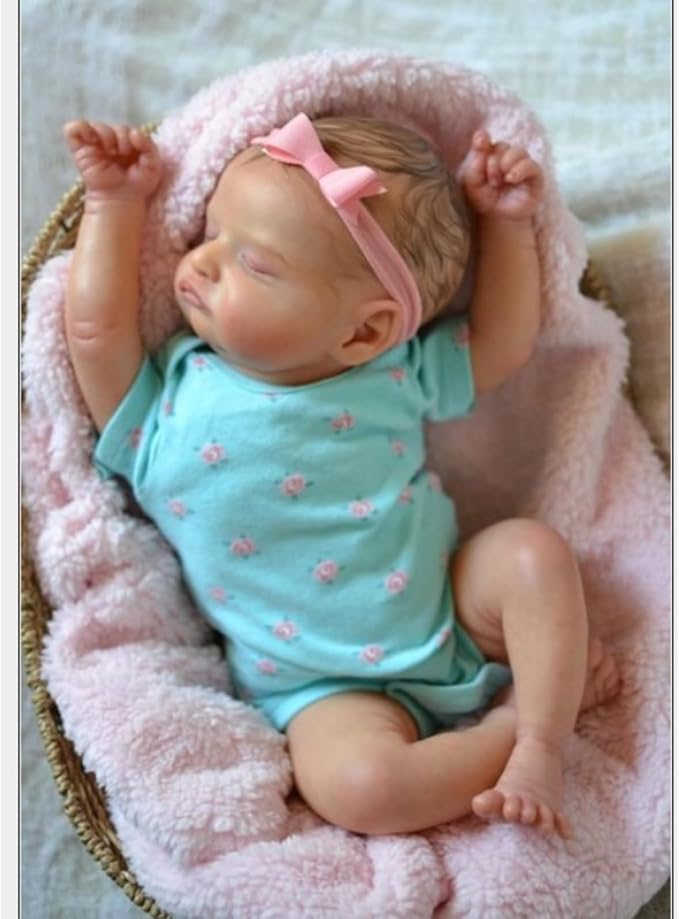 KSBD Realistic Reborn Baby Dolls - 18 inch Rosalie Newborn Baby Sleeping Girl, Cloth Body Poseable Real Life Baby Dolls Birthday Gift for Kids Age 3+…