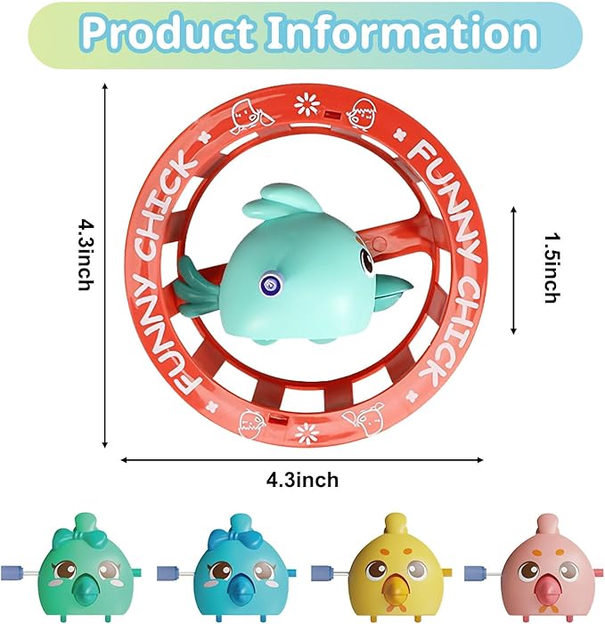 umbresen Wind Up Toys Set Funny Chick with Removable Circle, Easter Basket Stuffers Crawling Baby Toys Novelty Fidget Sensory Table Floor Games Birthday Party Gifts for 1 2 3 Year Old Toddler Kids
