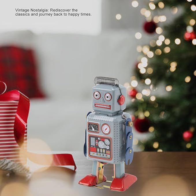Robot Toy, Vintage Wind Up Robot Toy, Clock Movement Walking Toy, Retro Tinplate Toy for Photo Prop, Decoration, Gift, Surprise, Birthday