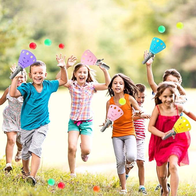 24Pcs Pop-Pass-Catch Ball Game with 8 Catch Launcher Baskets and 16 Balls,Outdoor Indoor Game Activities,Lawn Games Beach Sport Toys for Party Favor,Kids 4 5 6 7 8 9 10+