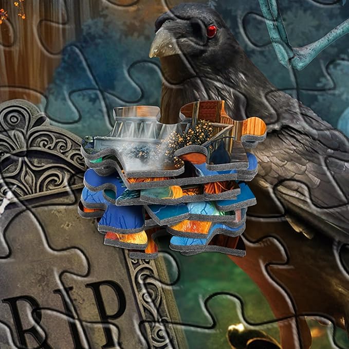 Rocorose Halloween Jigsaw Puzzle 1000 Pieces, Halloween Witches Puzzle for Adults Scary Jack - o - Lanterns Puzzles Haunted House Skeleton as Party Decor and Ideal Gift
