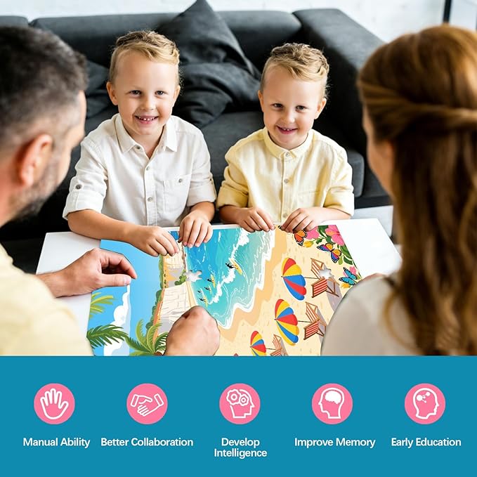 Beach 1000 Piece Jigsaw Puzzle for Adults, Coast Surfing Scenery Puzzle, 27.55 x 19.68 inches Ocean Sailboat Jigsaw for Family Game Night Home Decor