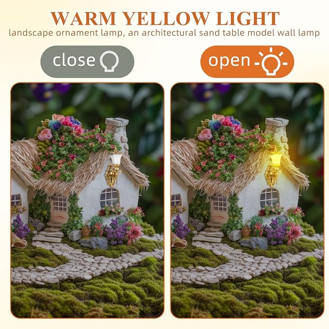 DOITOOL 4Pcs Dollhouse Wall Light Mini Vintage Dollhouse Wall Sconce Lights Decorative Miniature Lamps for DIY Micro Landscape Sand Table Ornaments - Golden