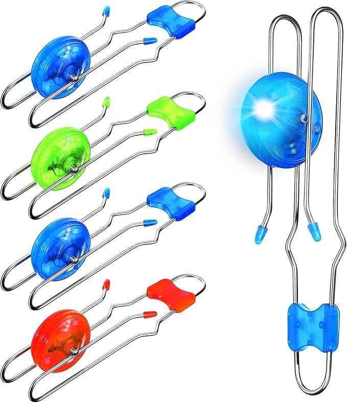 Gejoy 4 Pcs Magic Rail Twirler Easter Kids Retro Toys Light up Magnetic Gyro Wheels Toy Gyroscope Rail Game Classic Vintage Gravity Sensory Toy Gift for Boy Girl(Straight Line Style,Red, Blue, Green)
