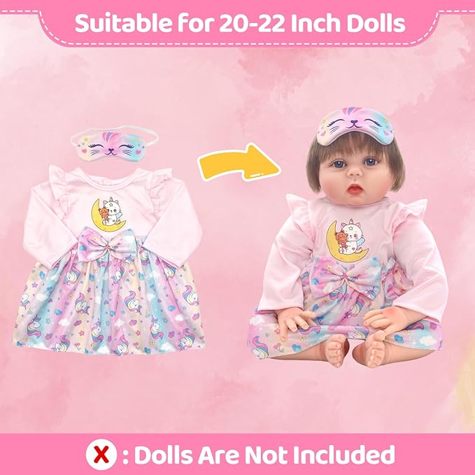 Ecore Fun 3 Set Reborn Doll Clothes, 6 Pcs Baby Doll Clothes for 20-22 Inch, Dolls Clothes and Accessories Dress Outfits Include Coat, Skirts, Headbands
