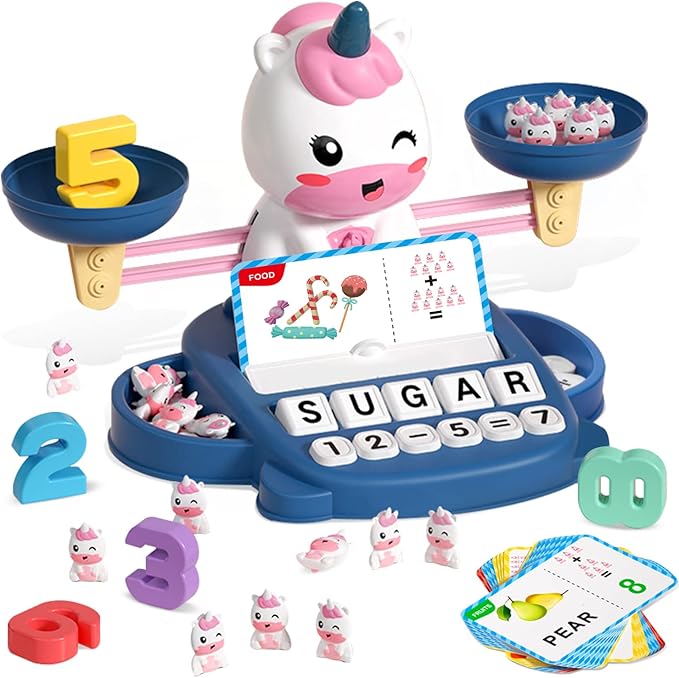HOPEEYE Unicorns Kindergarten Preschool Learning Activities Math Counting Matching Letter Toys - Toddler Educational Toys for 3 4 5 6 7 Year Olds Girls Birthday Gift Games for Kids Ages 5-7 3-5