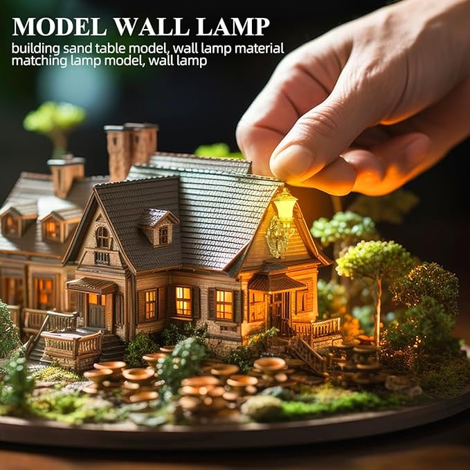 DOITOOL 4Pcs Dollhouse Wall Light Mini Vintage Dollhouse Wall Sconce Lights Decorative Miniature Lamps for DIY Micro Landscape Sand Table Ornaments - Golden