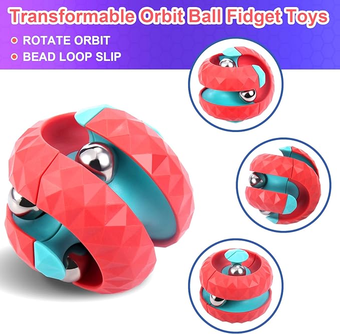 Unique Orbit Ball Fidget Toy, Novelty Beads Track Infinity Cube Stress Relief Balls Creative Sensory Toys for Autistic ADHD Kids Adults (Green)