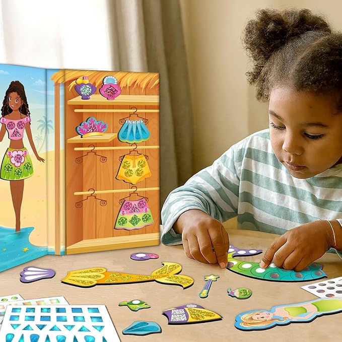 Imagimake DIY Magnetic Dress-Up Mermaid | 30 Magnetic Dresses & Accessories |Mix & Match Pretend Play Magnetic Toys for Girls | Easter Basket Stuffers | 3,4,5,6 & 7 Year Old Girl Birthday Gifts