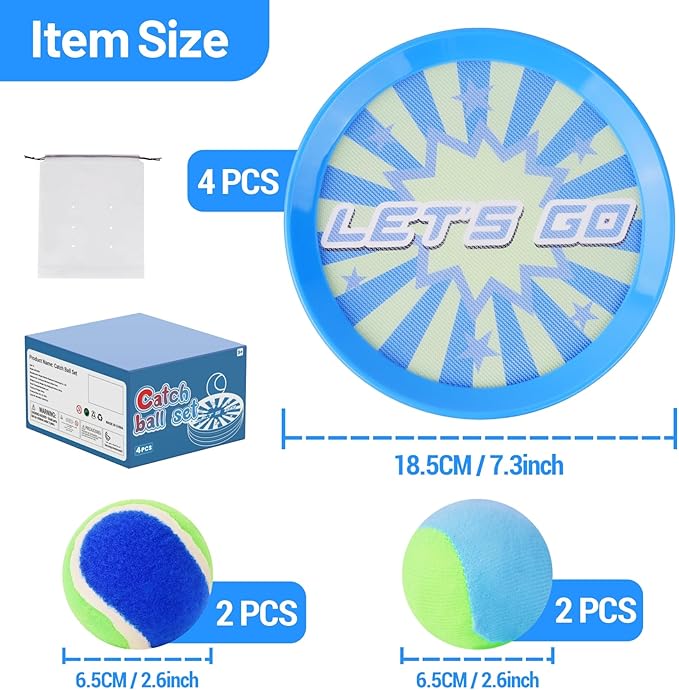 ANNKIE Kids Toys Toss and Catch Ball Set Game with 4 Paddles 4 Balls,Beach Toy Pool Toy Outdoor Yard Game for Kids Ages 3-12,Toys for Toddlers Age 3-5, Gifts for 3 4 5 6 7 8 9 10+ Year Old Boys Girls