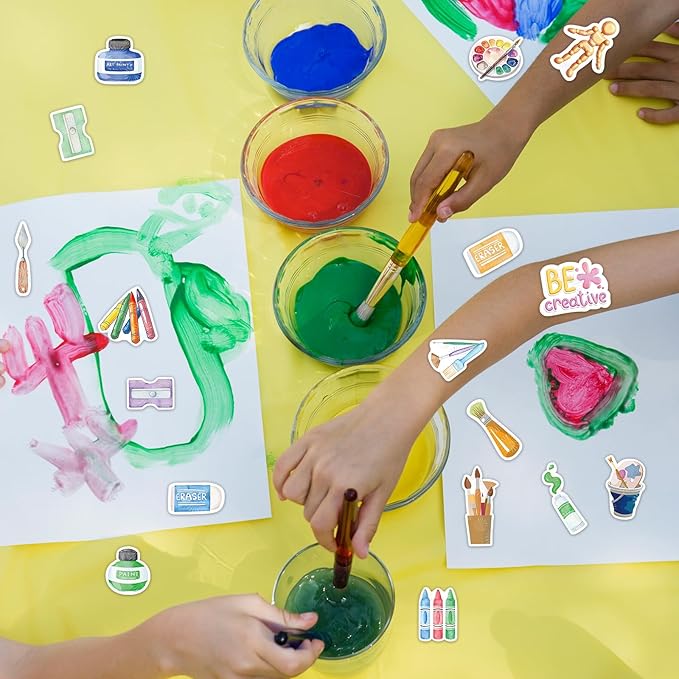 Fancy Land Art Painting Stickers for Kids 100 Pcs Waterproof Artist Painting Party Favors School Classroom Supplies