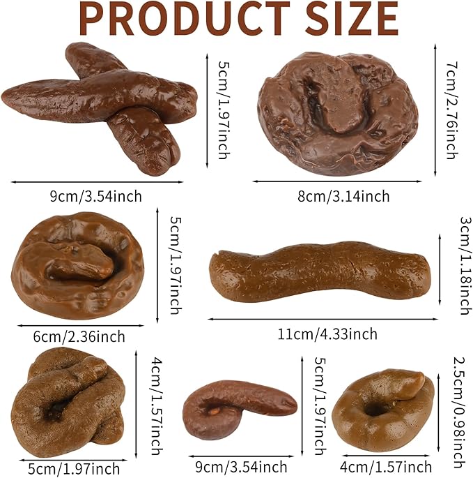 7 Pieces Fake Poo Realistic Fake Turd Prank Lifelike Poo, Fake Dog Poop Joke Toys for Halloween April Fools' Day Prank Party Supplies