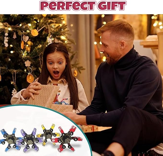 6Pcs Fingertip Gyro Toy Fidget Mechanical DIY Transformable Fidget Spinners Fidget Toys Robot Creative Chain Gyro Toy for Goodie Bag Stuffers Party Favors Gift Prizes Novely Anxiety Toys