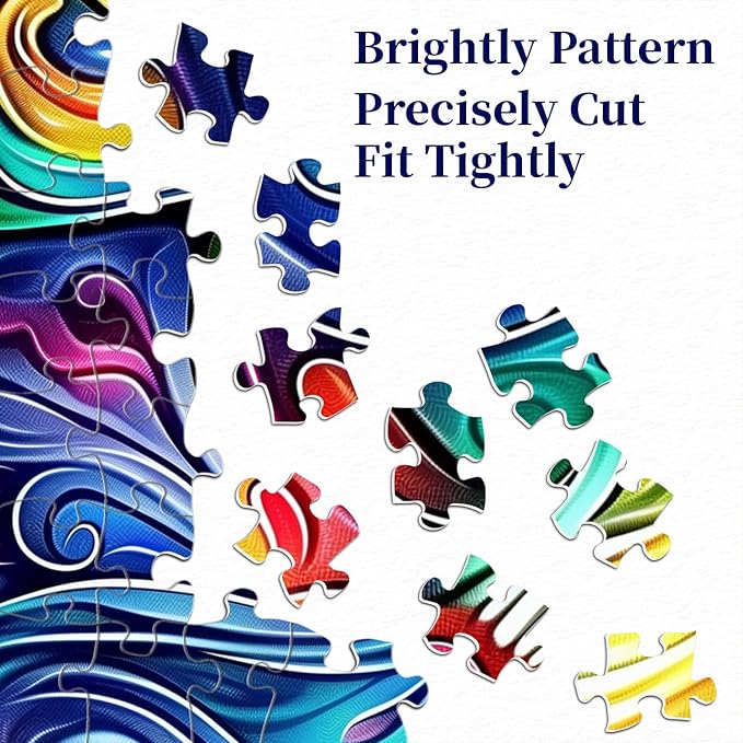 Cat Puzzles for Adults 1000 Pieces, Fantasy Animal Kitten Abstract Art Puzzle, Colorful Funny Cat Puzzle Kitty, Impossible Hard Challenge Jigsaw Puzzle for Adults