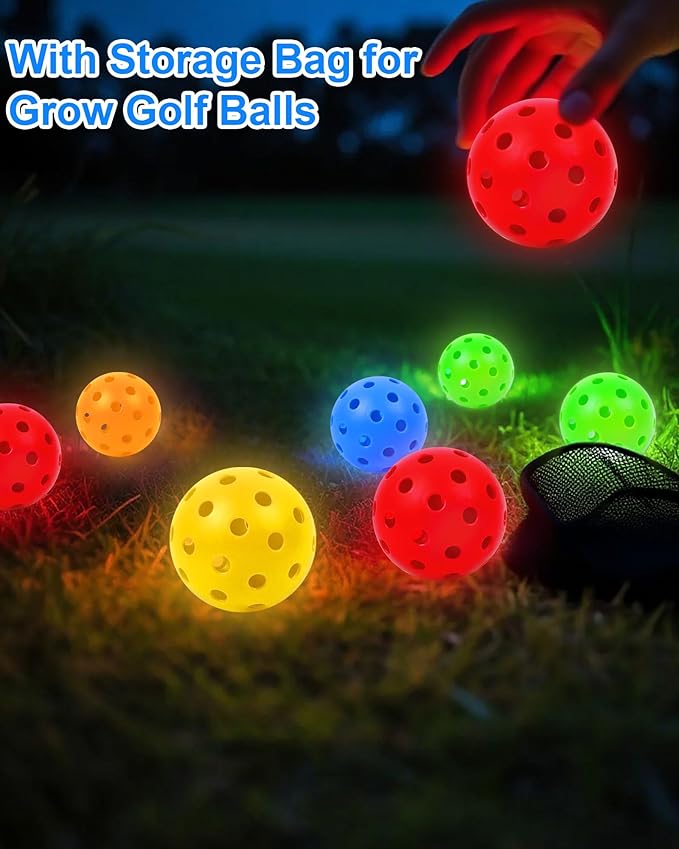 HOTWIND 6 Pack Glow in The Dark Backyard Golf Balls 3" Replacement Practice Balls with Storage Bag Fun Night Golfing Gift for Men Women Family Outdoor Party Play