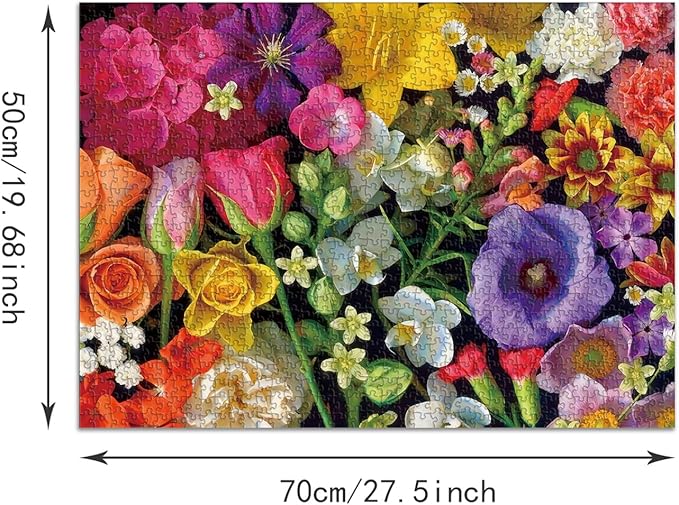 Cluster Flowers Bouquet Puzzle for Adults, Challenging Impossible Difficult Hard Fun 1000 Pieces Jigsaw Puzzles