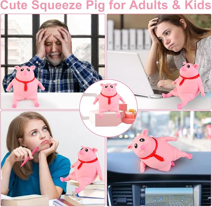 Indestructible Pig,Squishy Toys,Stretchy Glue-Sand Filled Rubber Pig,Animal High-Elastic Stretchable,Decompression Toy for Adults(5.1*5.1In)