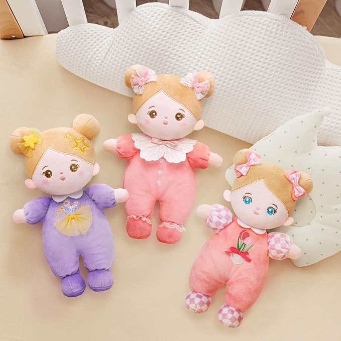 OUOZZZ Soft Baby Doll 10" - First Birthday Toys for 1 Year Old Girl, Ideal 1 Year Old Girl Gifts & Baby Girl Gifts, Snuggle Buddy for Infants Daisy Purple