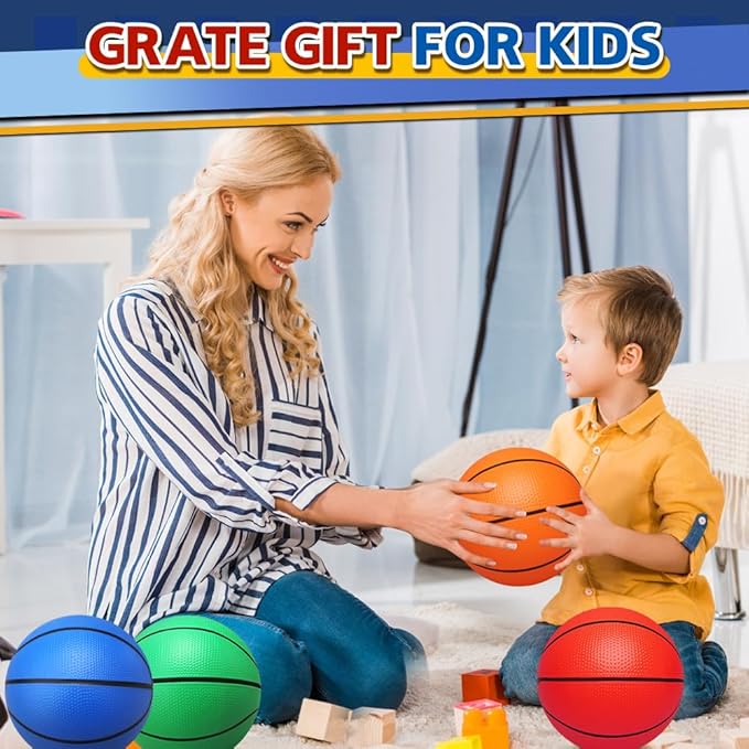 4 PCS 8.5inch Basketball for Kids Adults, Replacement Ball for Swimming Pool, Realistic Bounceand Grip for Indoor and Outdoor Play