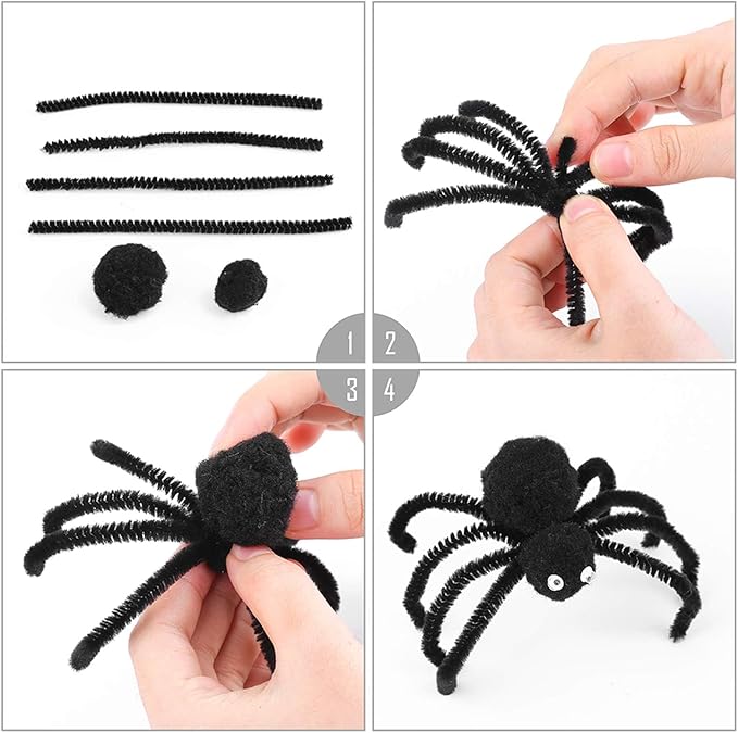 Caydo 200 Pieces Black Pipe Cleaners Craft for Kids DIY Creative Art and Craft Project, Chenille Stems Bulk for Dreadlocks Making and Home Decoration (12 Inch x 6 mm)