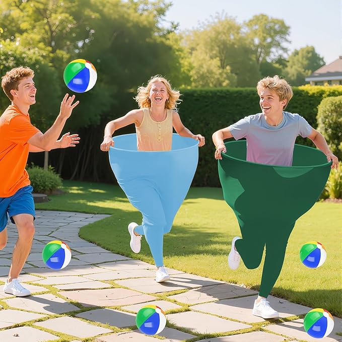 Green Granny Pant Yard Game Set 2PCS Color Mixing Big Granny Pants Outdoor Game Baby Blue with 8 Bouncy Balls and 1 Air Pump (Random Colors) Big Pants Outdoor Games for Adults and Family