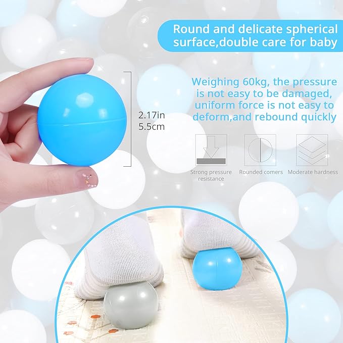 STARBOLO Ball Pit Balls for Toddlers Pack of 100 200 500 - BPA&Phthalate Free Non-Toxic Crush Proof Soft Plastic Balls for 1-5Years Old Toddlers Girl Kids Birthday Pool Playpen Tent Party
