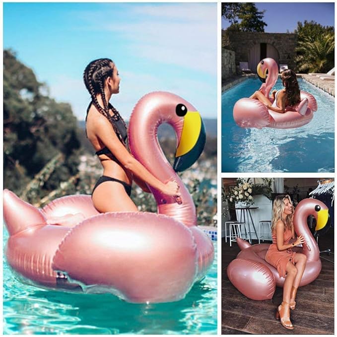 Jasonwell Giant Inflatable Flamingo Pool Float with Fast Valves Summer Beach Swimming Pool Floatie Lounge Floating Raft Outdoor Party Decorations Toys for Adults (XL)