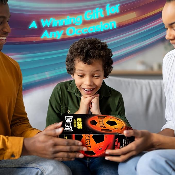 Light Up Soccer Ball Gift For Boys: Glow In The Dark - Toys For Kids & Teens Ages 8-15 - Birthday Christmas Easter Ideas - Outdoor Sports Activity Night Play - 8 9 10 11 12 13 14 15 Years Old Teenager
