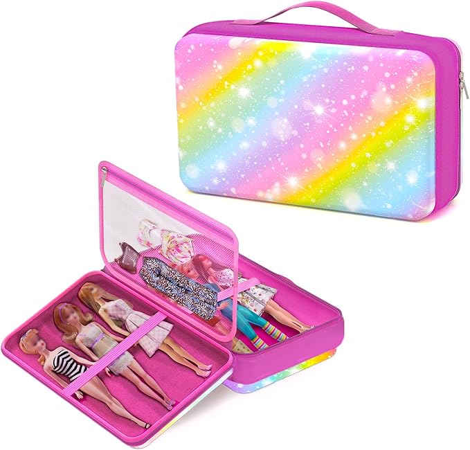 Stylish Travel Case for 12 Inch Fashion Dolls - Storage Solution with Pockets for Doll Accessories - Best for On-The-Go Travel (2-Starlit Sky)