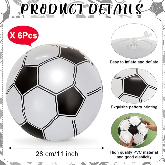 6 Pcs Giant Inflatable Footballs,16 Inch Blow Up Footballs Toys,Summer Pool Beach Balls,Sports Game Accessaries for Super Bowl Football Party Supplies,Indoor and Outdoor Use