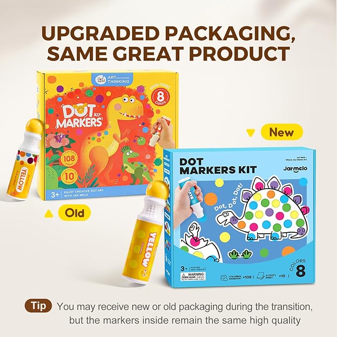 Jar Melo Washable Dot Markers for Toddlers, 8 Colors Dot Paints with 120 Printed PDF & 10 Activity Papers, Non-Toxic Bingo Markers for Kids Arts and Crafts Gifts
