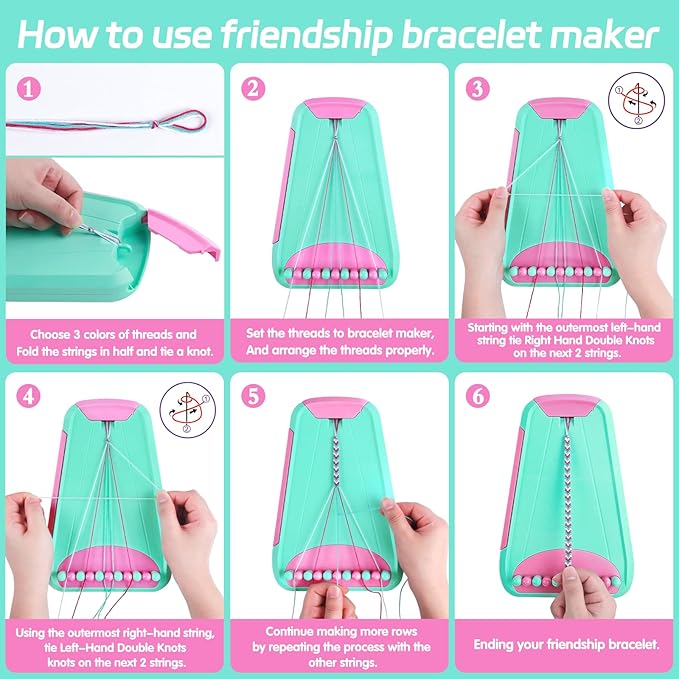 Friendship Bracelet Making Kit for Girls Ages 8-12, Kids Jewelry Making Kit with 28 Pre-Cut Threads and Letter Beads, Arts and Crafts for Kids, Birthday Easter Gifts for 6 7 8 9 10 11 12 Year Old