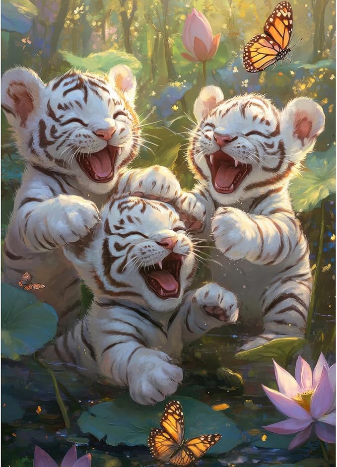 Trio of Tigers Jigsaw Puzzle, 1000 Piece Puzzle for Adults, Impossible Hard Difficult Challenging Puzzles for Adults 1000 Pieces, Home Decoration Puzzle, Interlock Perfectly No Dust