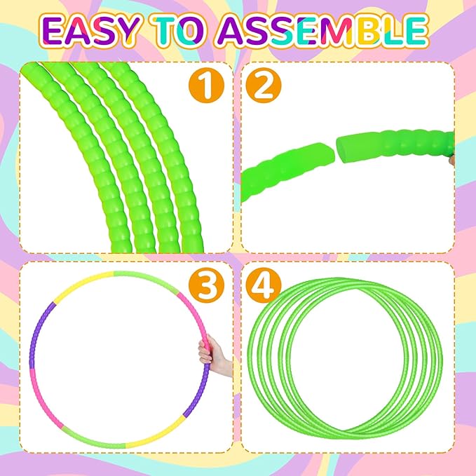 2 Pcs Toy Hoop Exercise Hoop Detachable Adjustable Plastic Toy Ring Playground Equipment for School Colored Circles Exercise Ring for Teens Dog Agility Equipment(Green,23 Inch)