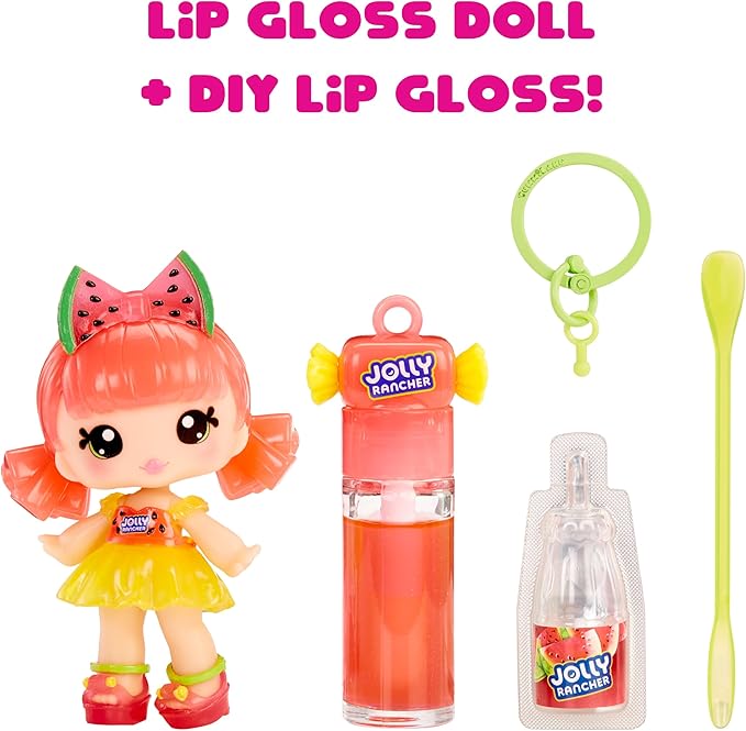 Yummiland x Licensed Sweets Lip Gloss Doll: JOLLY RANCHER Includes DIY Lip Gloss + Removable Keychain, Cosmetic Play, Collectible, Ages 4+