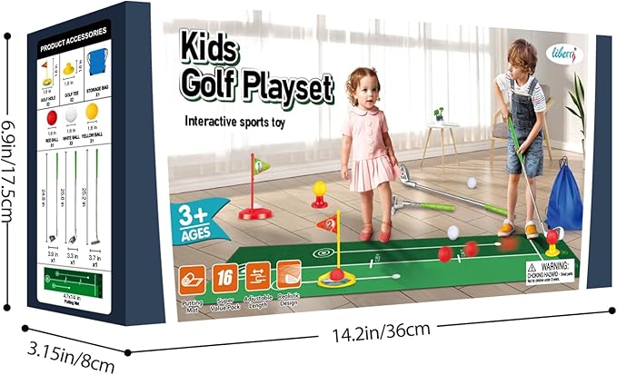 Liberry Toddler Golf Set, Retractable Toy Golf Clubs with Putting Mat & Storage Bag for Kids Ages 2 3 4 5, Indoor and Outdoor Sports Games Birthday Gift for Boys Girls