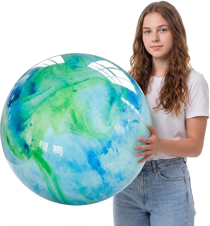 Lewtemi 16 Inch Jumbo Inflatable Playground Ball Marbleized Giant Large Rubber Kickball Four Square Bouncy Balls Giant Beach Dodgeball for Swimming Pool Sports Activities
