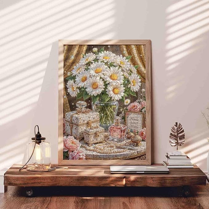 Daisy Jigsaw Puzzles Flowers Floral 1000 Piece swildflower Puzzles for Adults,Blossom Flowers Puzzles for Challenging Family Activity Games for Home Wall Decor Gifts - 20 x 27 Inches
