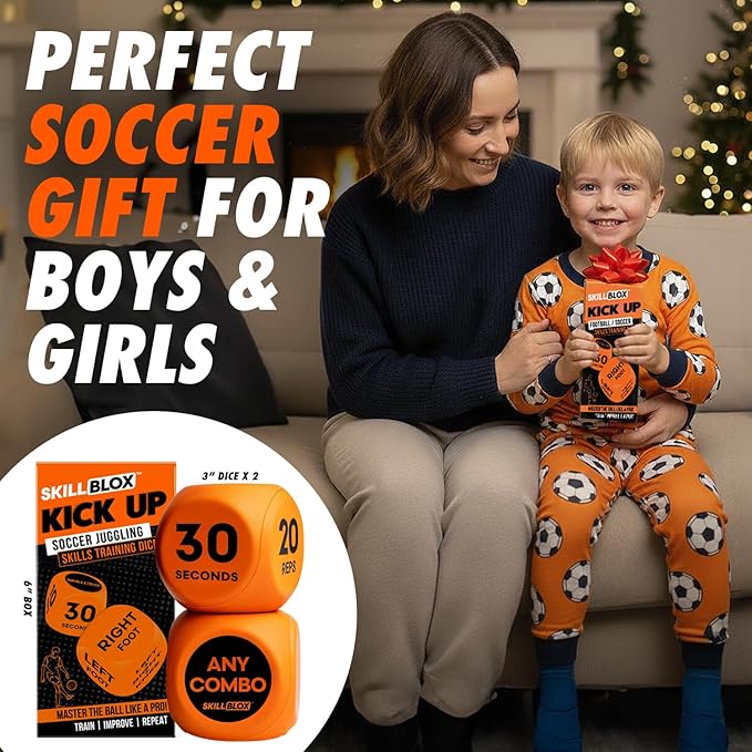Soccer Gift for Boys – Kick Up Training Dice Game (2 Pack) – Fun Soccer Skill Training Game for Kids, Boys & Girls 8–12